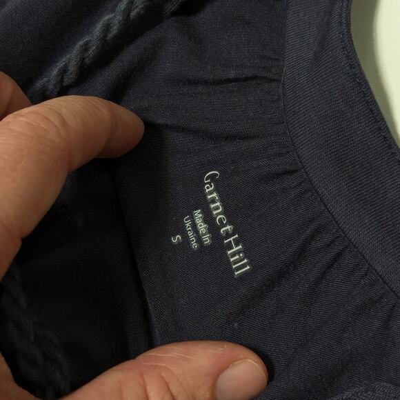 Garnet Hill Poet Knit Dress Tassel Boho Navy Blue Womens Small Cottagecore Plain - Picture 3 of 4